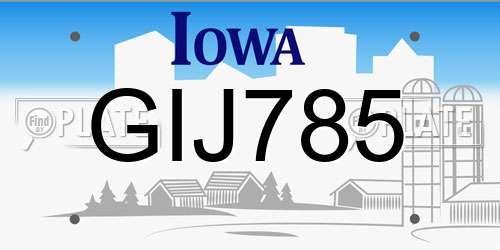 GIJ785 Iowa License Plate