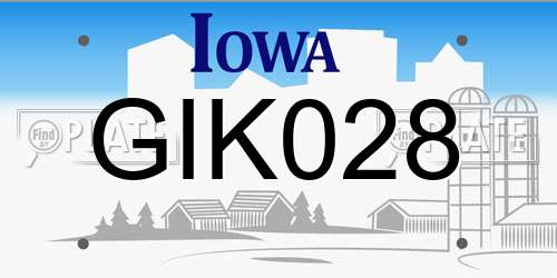 GIK028 Iowa License Plate