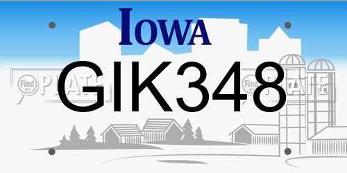 GIK348 Iowa License Plate