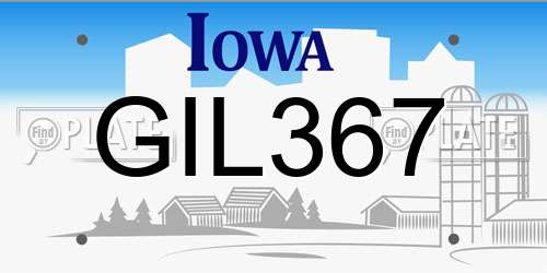 GIL367 Iowa License Plate