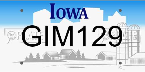 GIM129 Iowa License Plate