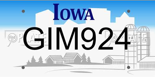 GIM924 Iowa License Plate