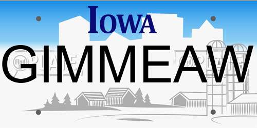 GIMMEAW Iowa License Plate