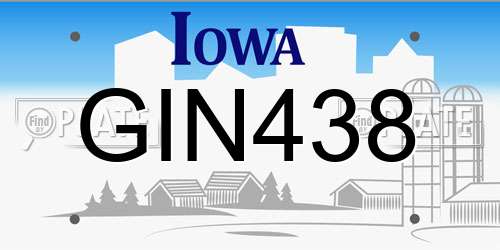 GIN438 Iowa License Plate