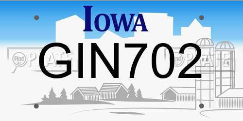 GIN702 Iowa License Plate