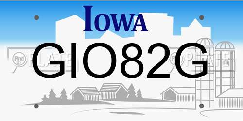 GIO82G Iowa License Plate