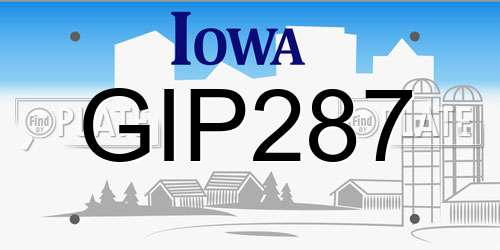 GIP287 Iowa License Plate