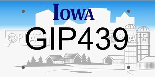 GIP439 Iowa License Plate