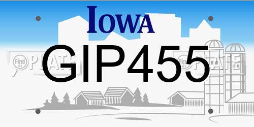 GIP455 Iowa License Plate