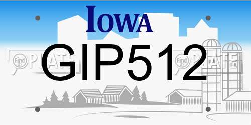 GIP512 Iowa License Plate