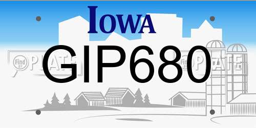 GIP680 Iowa License Plate