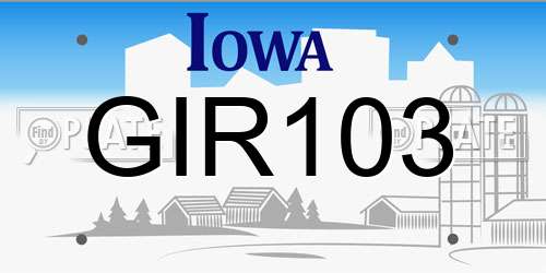 GIR103 Iowa License Plate