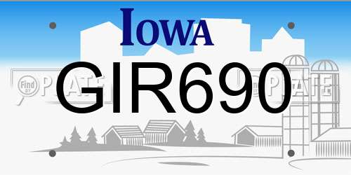 GIR690 Iowa License Plate