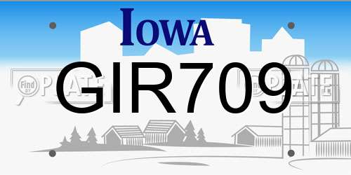 GIR709 Iowa License Plate