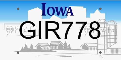 GIR778 Iowa License Plate