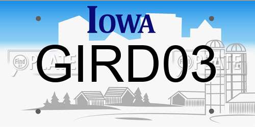 GIRD03 Iowa License Plate