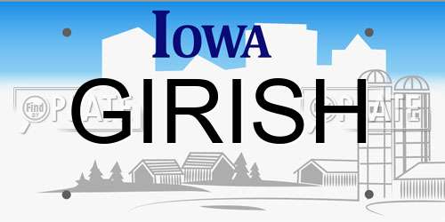 GIRISH Iowa License Plate