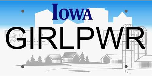 GIRLPWR Iowa License Plate