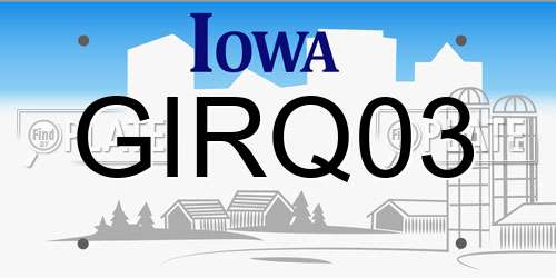 GIRQ03 Iowa License Plate