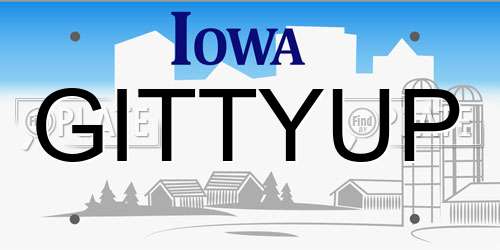GITTYUP Iowa License Plate