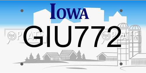 GIU772 Iowa License Plate