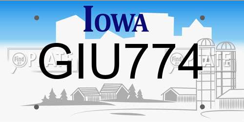 GIU774 Iowa License Plate