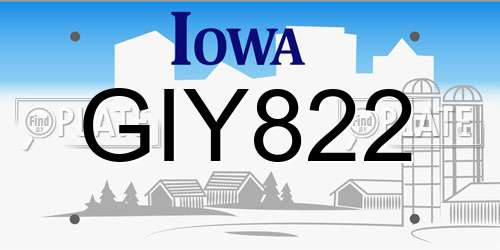 GIY822 Iowa License Plate