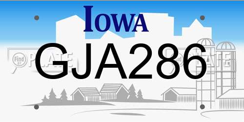 GJA286 Iowa License Plate