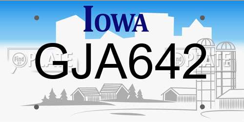 GJA642 Iowa License Plate