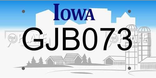 GJB073 Iowa License Plate