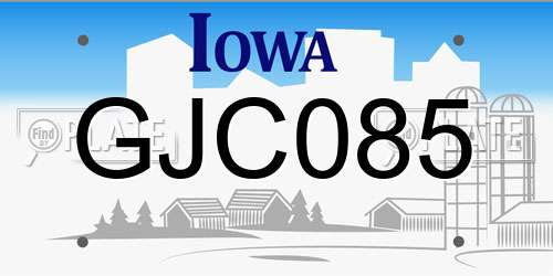 GJC085 Iowa License Plate