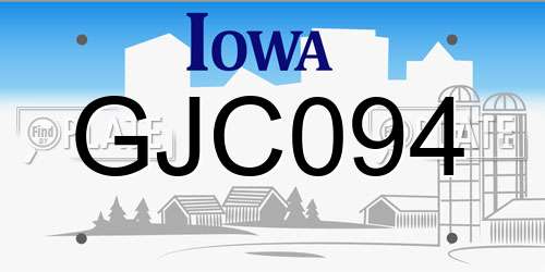 GJC094 Iowa License Plate