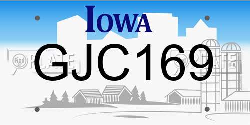 GJC169 Iowa License Plate