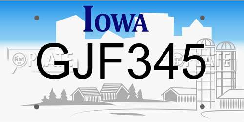 GJF345 Iowa License Plate