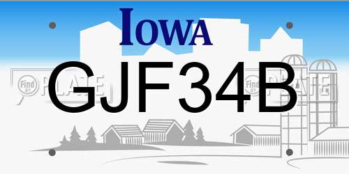 GJF34B Iowa License Plate