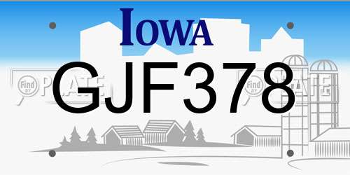 GJF378 Iowa License Plate