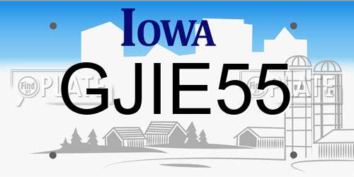 GJIE55 Iowa License Plate