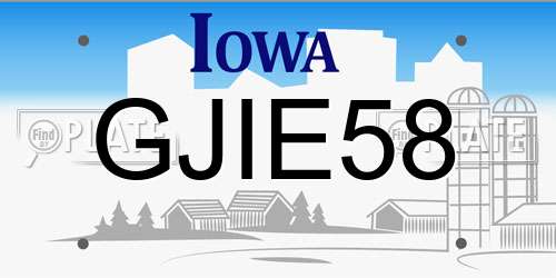 GJIE58 Iowa License Plate