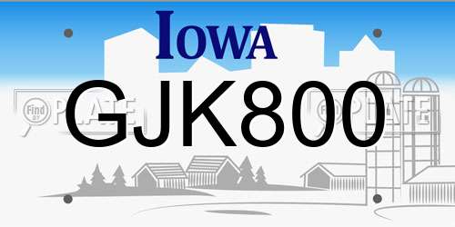 GJK800 Iowa License Plate