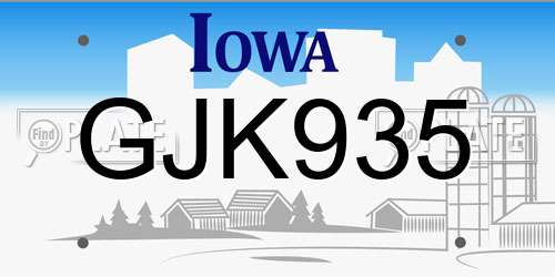 GJK935 Iowa License Plate