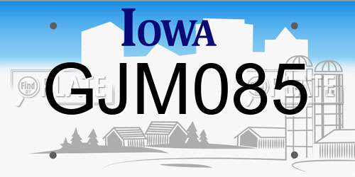 GJM085 Iowa License Plate