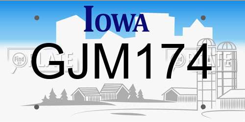 GJM174 Iowa License Plate