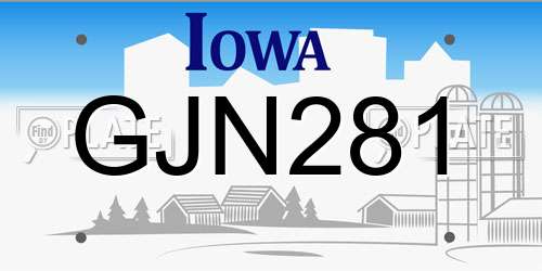 GJN281 Iowa License Plate