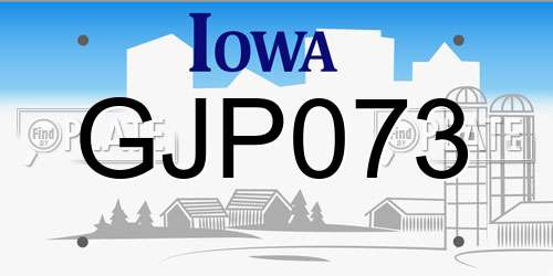 GJP073 Iowa License Plate