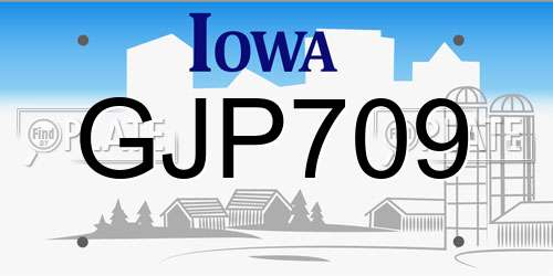 GJP709 Iowa License Plate