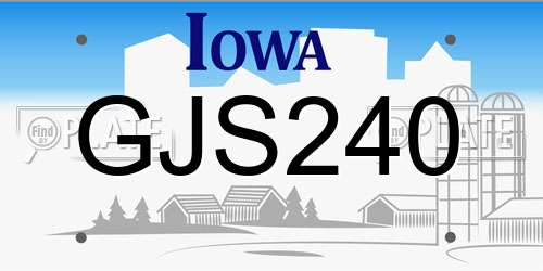 GJS240 Iowa License Plate