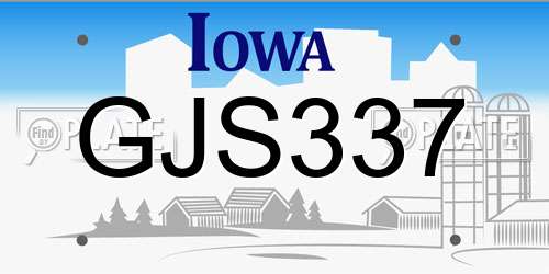 GJS337 Iowa License Plate