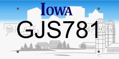 GJS781 Iowa License Plate