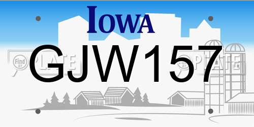 GJW157 Iowa License Plate
