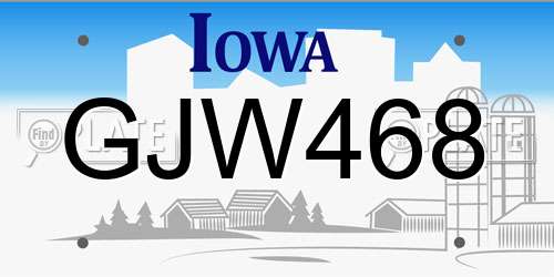 GJW468 Iowa License Plate